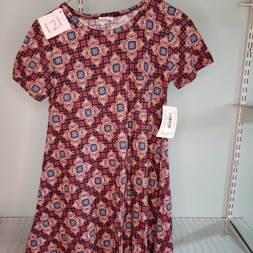 LulaRoe - Carly Dress - XXS - Red/Blue/Yellow